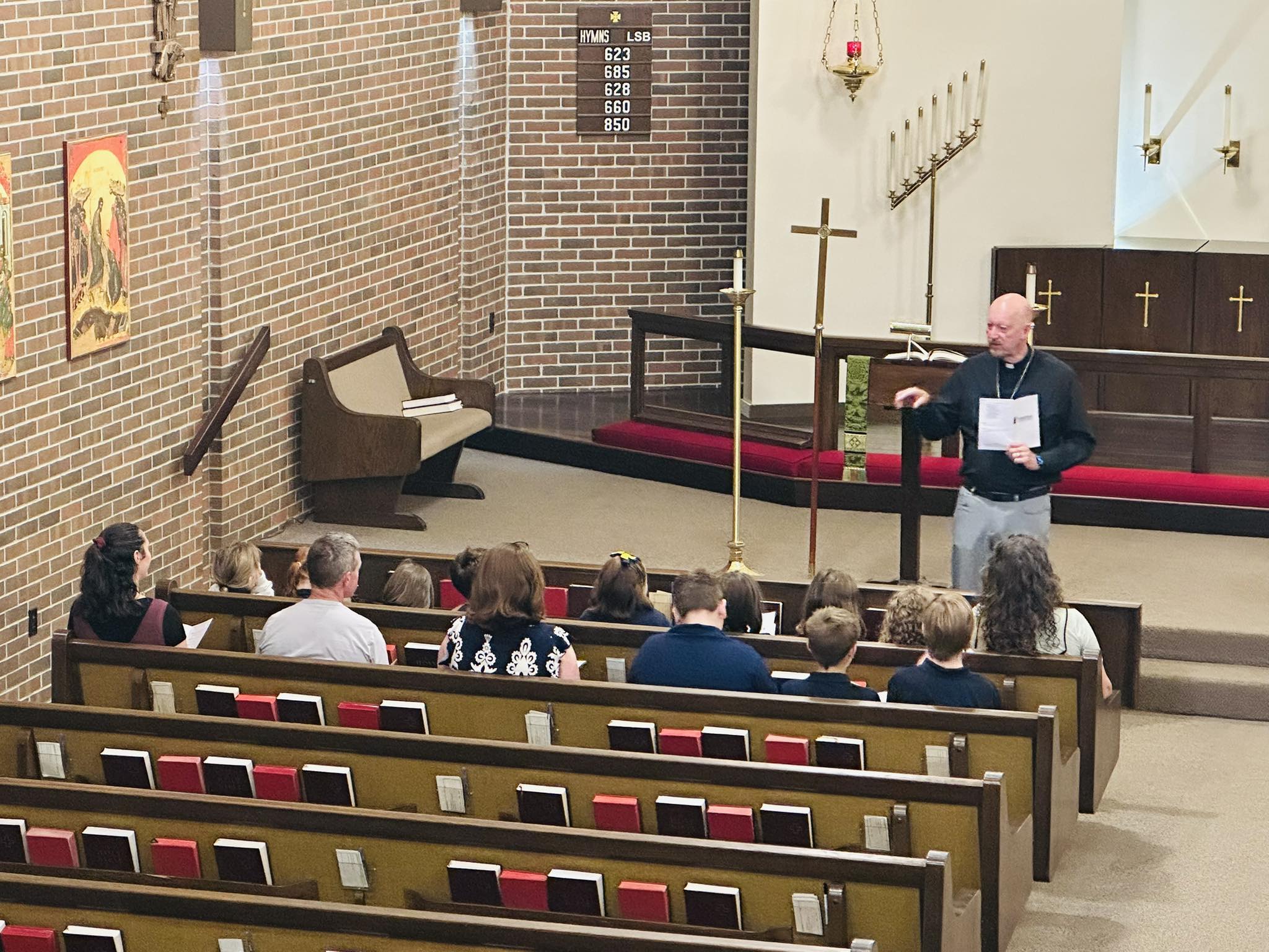 Veritas students and families gathered for chapel