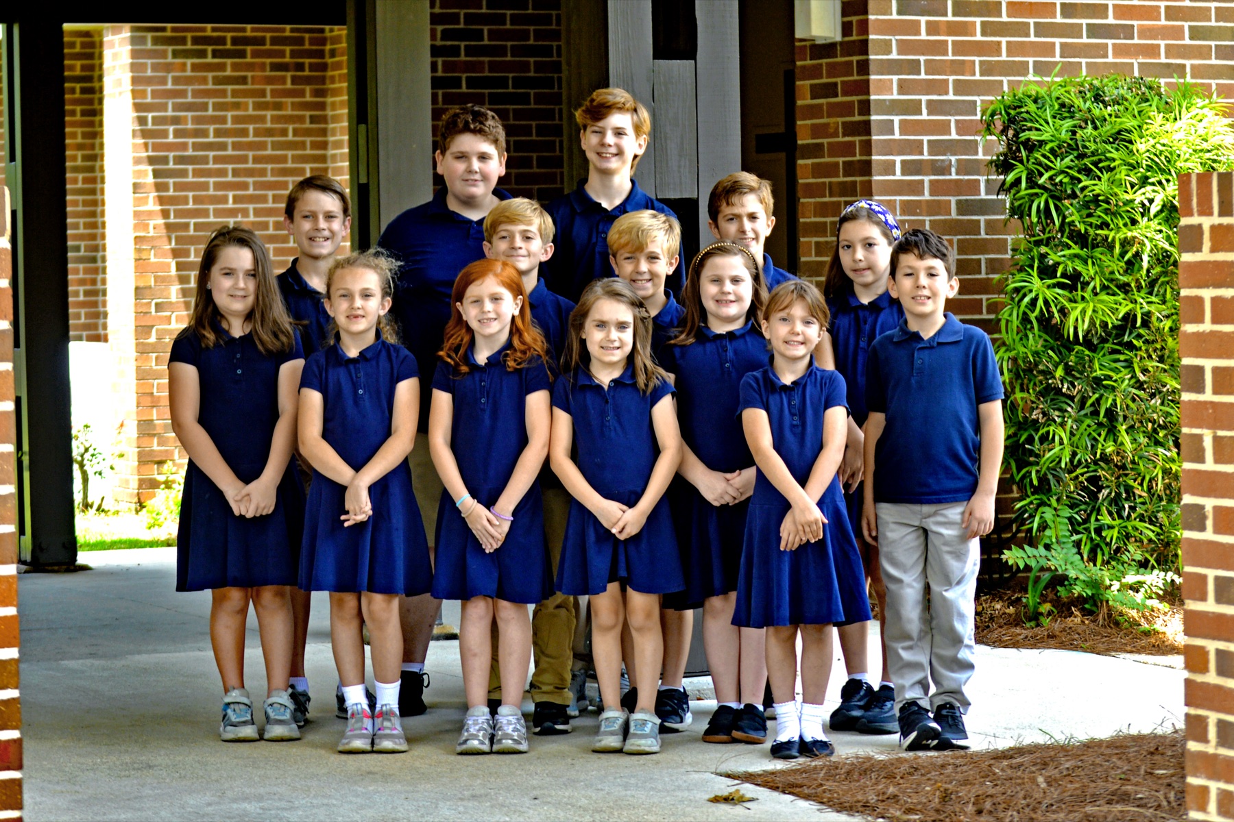 Veritas students gathered together in school uniform